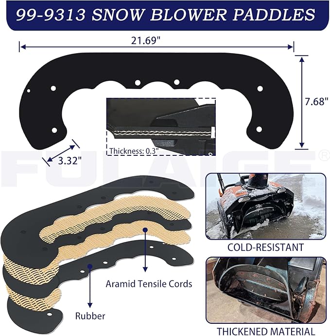 99-9313 Snow Blower Paddles Replaces 999313, 88-0771, 125-1128, 55-9250, 55-9251 for Toro Power Clear 210 210E 221 421 621 721 CCR 2000 CCR 2400 CCR 2450 CCR 2500 CCR 3000 CCR 3650 Snowthrower