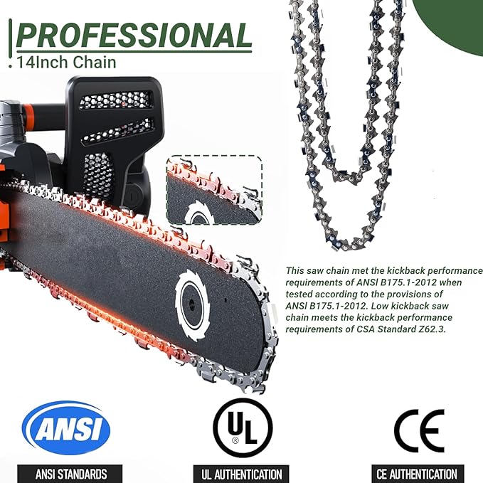 4Pcs 14 Inch Chainsaw Chain 3/8" LP Pitch .043" Gauge 52 Drive Links Compatible with EGO CS1400/1401, Makita XCU03, Worx WG384, Kobalt KCS 4040-06, Worx WG384, Ryobi - 49162749, R52 and More