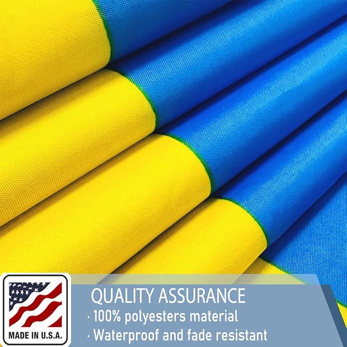 Ukraine Flag 4X6 FT Made in The USA-Heavy Duty Vibrant Colors Double Sided Ukrainian UKR Flag with 2 Brass Grommets for Home/Company/Indoor Outdoor Decoration