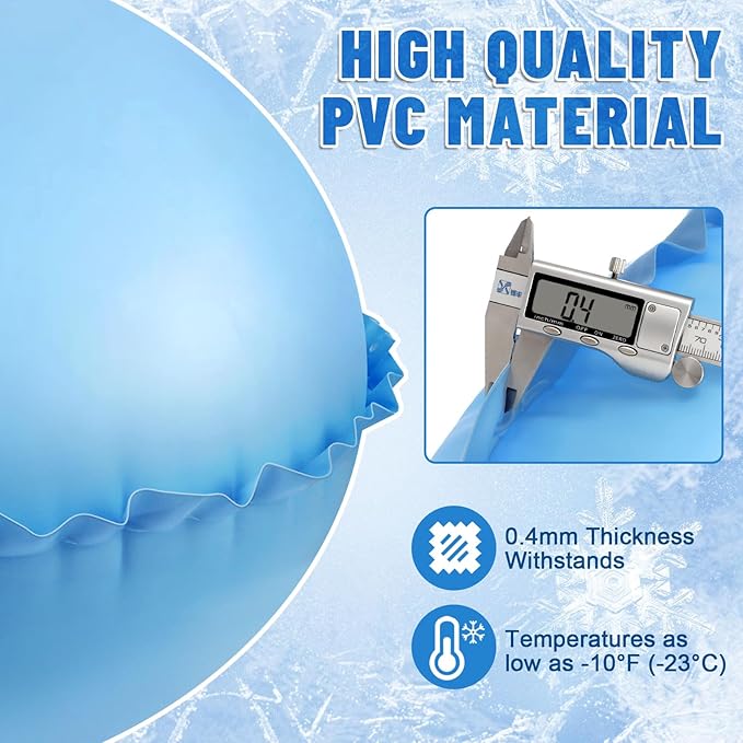 Pool Pillows for Closing Winter, 5 Feet Thick PVC Inflatable Round Air Pillow for Above Ground Pool, Ultra Cold Resistant Swimming Pool Cover Pillow Kit with Ropes, Light Blue