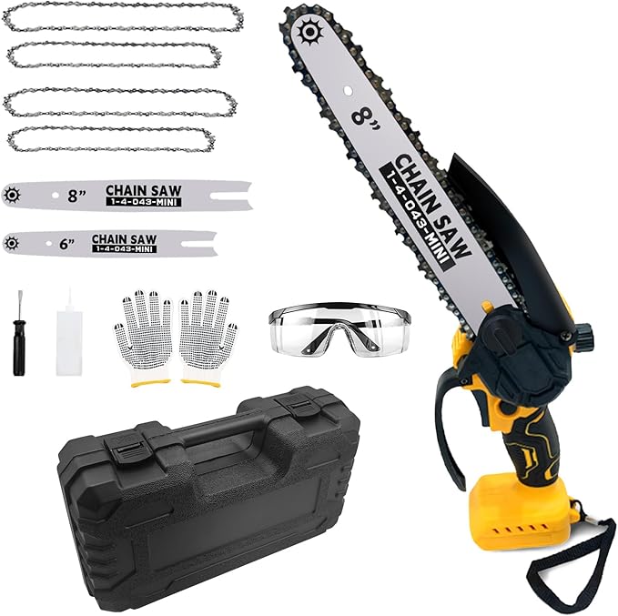 Mini Chainsaw Compatible for Dewalt Battery 20V MAX, 8-Inch and 6-Inch 2-IN-1 Cordless Hand-held Chain Saw, Electric Hand Saws for Wood Cutting, Tree Trimming Gift for Men(Tool Only)