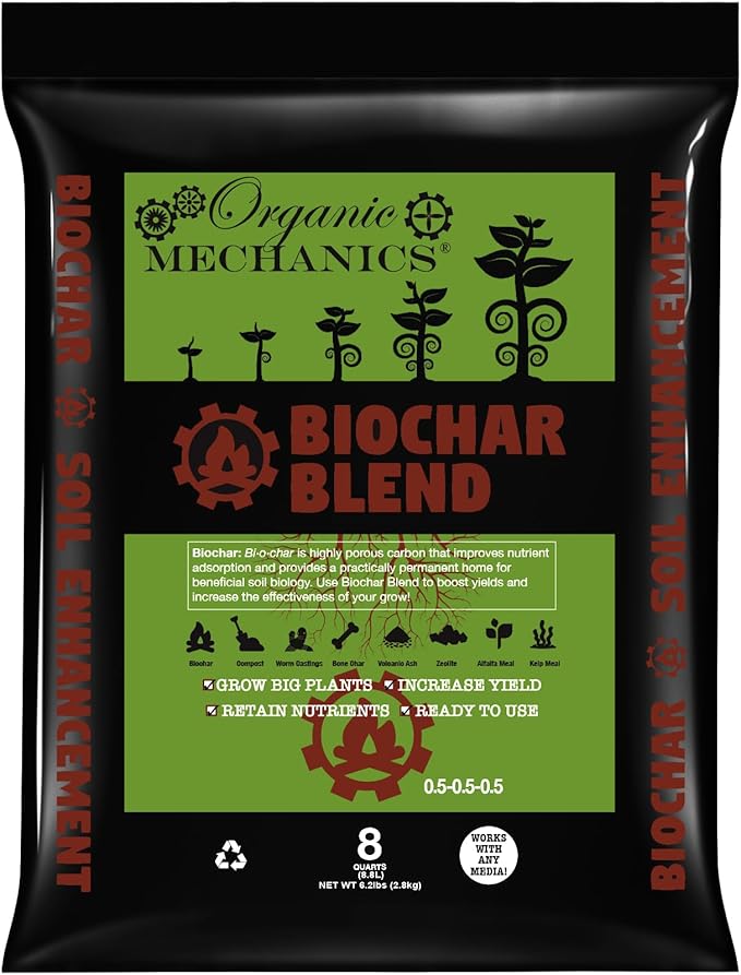 Biochar Soil Blend, 8 Quarts - Enhances Plant Growth with Bone Char, Worm Castings, and Compost for Garden Beds & Containers - Eco-Friendly & Locally Sourced