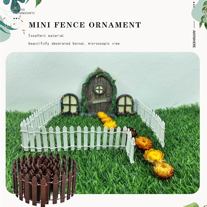 Miniature Fairy Garden Fence 35 Inches,Fairy Garden Accessories Outdoor Wood Picket Fence,DIY Flowerpot Decoration, Miniature Garden Decoration