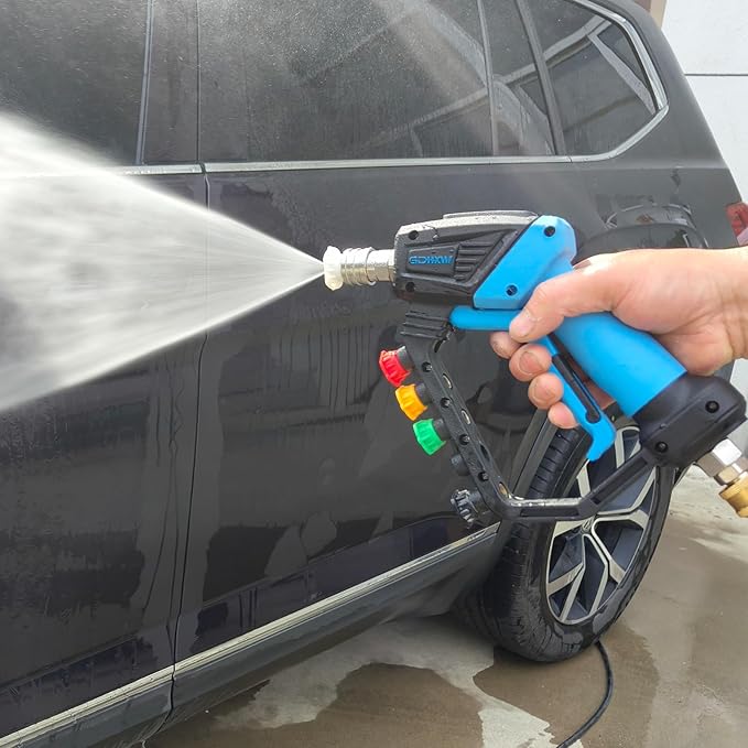 GDHXW Short High Power Pressure Washer Gun with Swivel, 5 Nozzle Loss Prevention Design 5000 PSI For Pressure Washer