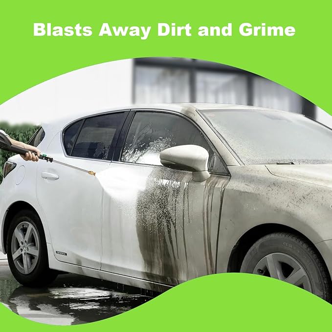 Pressure Cleaner 5000 PSI Power Cleaner with 33FT Hose, 4 Nozzle and 500ML Foam Cannon, Cleaner Machine for Home, Car Washing, Fence Cleaning, Patio, Green Reel