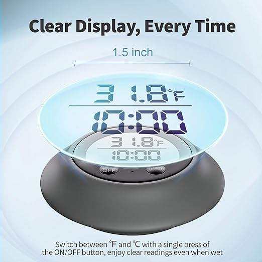 Silicone Cover Ice Bath Thermometer with Timer, Waterproof Floating Water Thermometer for Cold Plunge, Works with Ice Bath Tub Hot Tub Accurate Recovery(Gray)