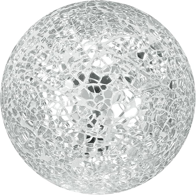 Decorative Ball for Bowls, 4 Inch Mosaic Glass Balls Decorative Glass Orbs for Home Decor/Dining Tables/Wedding Party/Coffee Table/Centerpiece Decor [Silver]
