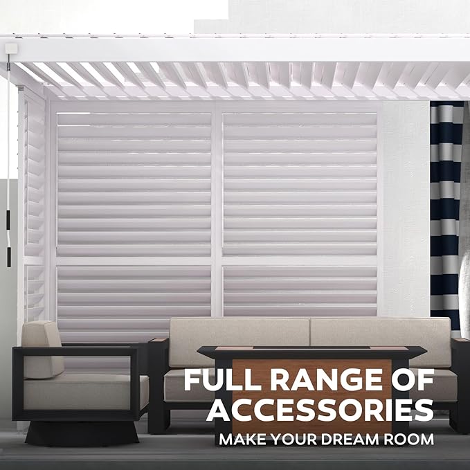 Mirador 111S Round Louvered Pergola Gazebo, 10Ft x 20Ft, Full Aluminum Frame, Adjustable Roof, Outdoor, Durable, White