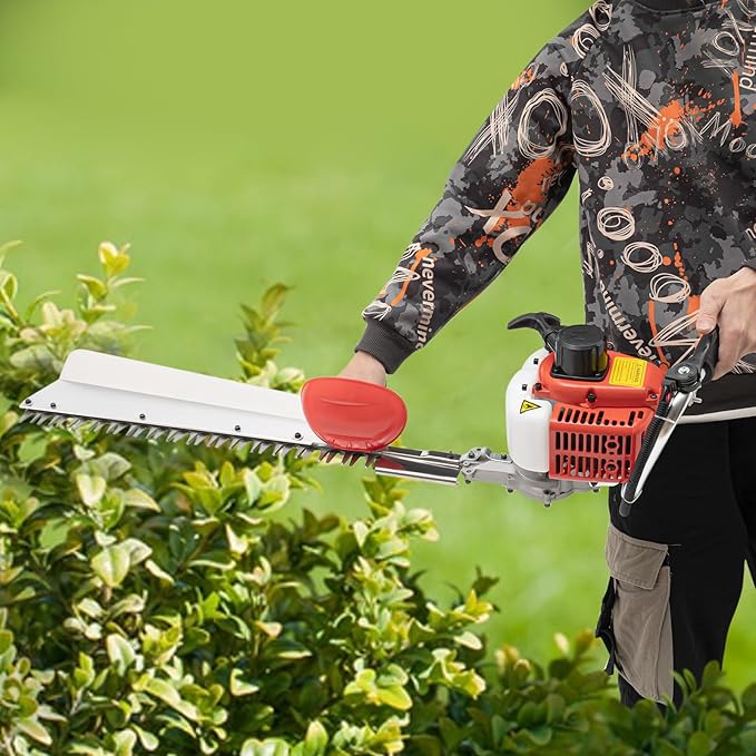 650W Petrol Gas Powered Hedge Trimmer with 22.5cc 2-Stroke Gas Engine Single Sided Hedge Trimmer w/ 27.6 Inch Serrated Blades Cordless Trimmer Suitable for Landscaping (Single Sided)