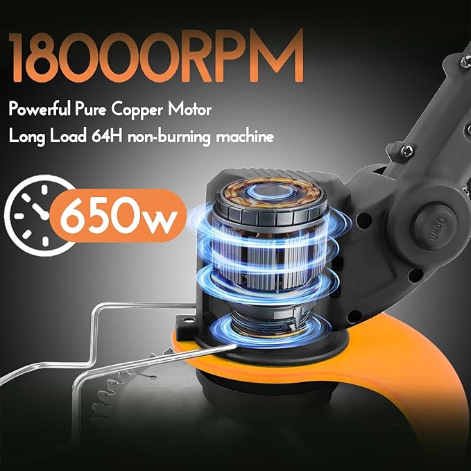 Stringless Weed Wacker Electric, 21V Battery Powered Weed Eater with 2 * 2.0Ah Battery, Charger & 5 Types Blade Lightweight Grass Trimmer for Garden Yard Lawn Work