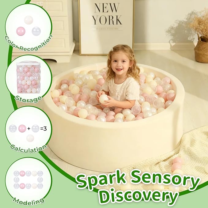 TRENDPLAY Plastic Balls for Ball Pits 2.2 Inch, Pack of 50 100 200 500 Hollow Balls, Perfect for Toddler Baby Pools,Party,Festival Decoration