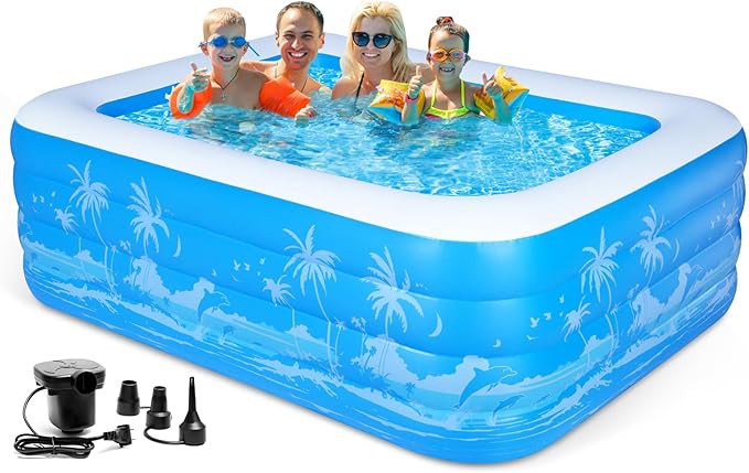 Inflatable Swimming Pool, 79 x 58 x27 inch Full-Sized Inflatable Pools with Seats, Extra Large Blow Up Durable Thickened Pools for Outdoor, Garden, Backyard.