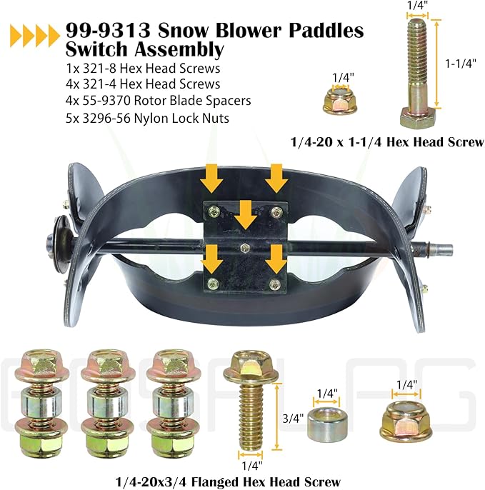 99-9313 Snow Blower Paddles Replaces Toro 125-1128 55-9250 55-9251 88-0771 for Toro 621 721 38516 38583 38584 210r 621qze 621r 621e 621qzr ccr2000 ccr2400 ccr2450 ccr2500 ccr3650 Snowblowers