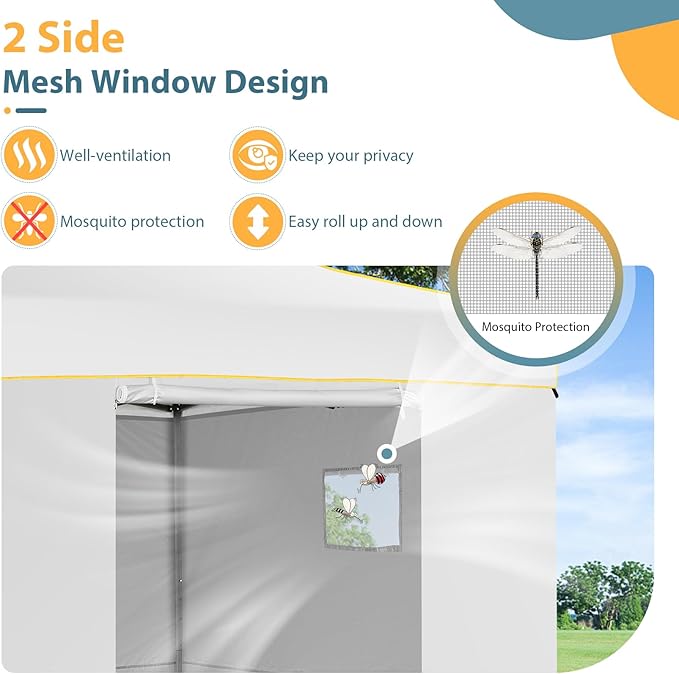 COBIZI Canopy Tent 10x10 Pop Up Canopy, Easy Setup Canopy with Sidewalls Waterproof & UPF 50+, Heavy Duty Commercial Instant Craft Fair Tent for Party, Event, Vendor, Farmer Market(White)