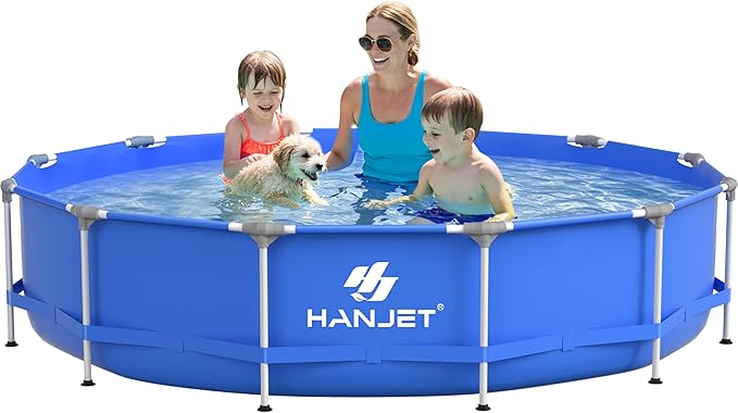 Above Ground Pool,PE Frame Deep Swimming Pool, Family Pool,Large Above Ground Pool Easy Set, Outdoor Backyard Pool for Kids, Adults,Dog 12ft x 30inch