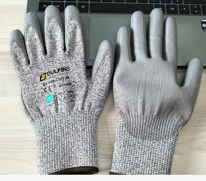 ANSI A3 Cut Resistant Work Gloves for Men and Women, PU Coated,Ideal for Woodworking, Glass Cutting, Construction, Cargo Handling, Car Repair(XX-Large)