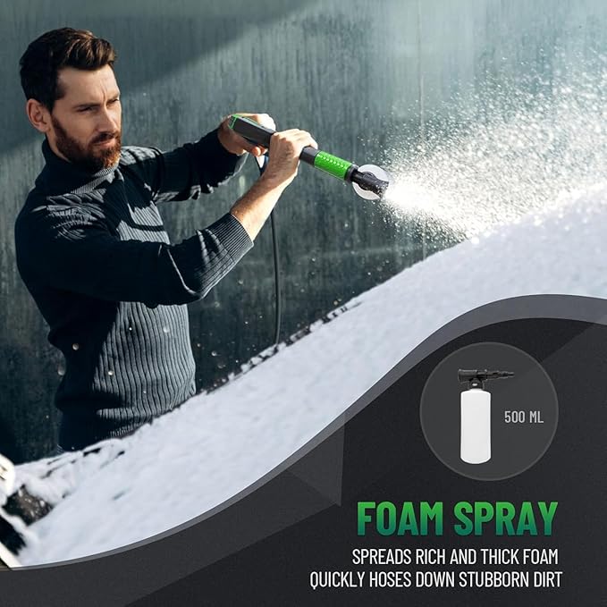 Pressure Washer 5000PSIIMAX Touch Screen Adjustable Pressure with Anti-Tipping Technolog, Spray Handle Smart Control, 5-Nozzle Set, for Cars//Home/Patios, Green