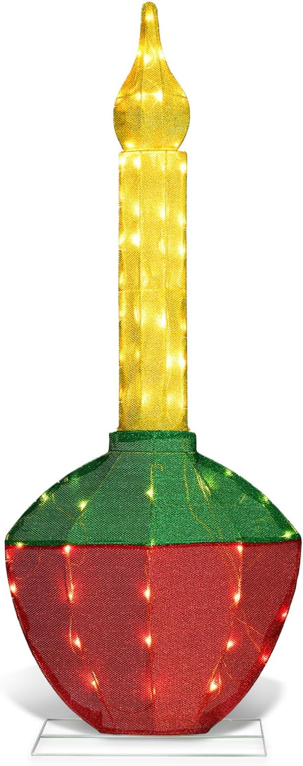 Christmas Bubble Light 48’’H Pre-Lit with 60 Warm White LED Lights, Battery Operated with Timer, Twinkling and Flowing, Traditional Decoration