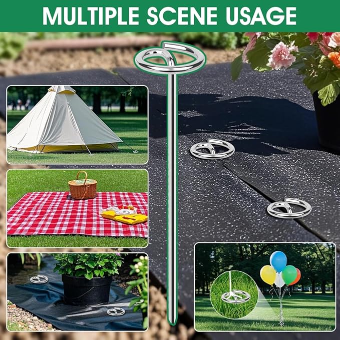 12in Landscape Fabric Pins, Bold 8 Gauge Galvanized Steel Garden Staples, Tent Stakes Landscape Fabric Staples Yard Stakes for Decoration Weed Barrier (50 X 12in)