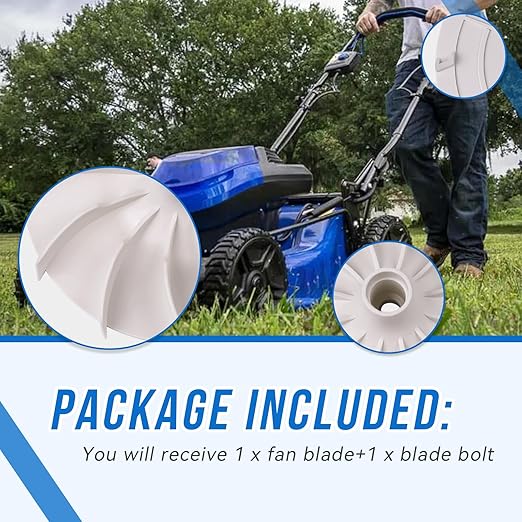 Motor Fan+Blade Bolt Compatible with KM-2041B-06 40V Cordless Lawn Mower
