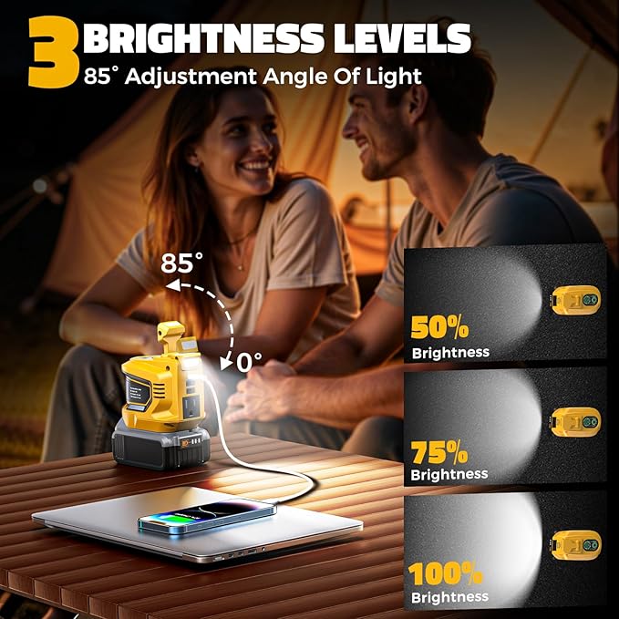 Real 200W Portable Power Inverter Compatible with DeWALT 20V, LIVOWALNY Outdoor Generato Battery Converter 2 USB & AC Battery Powered Outlet, DC 20V to AC 110V-120V Power Station (Tool Only)