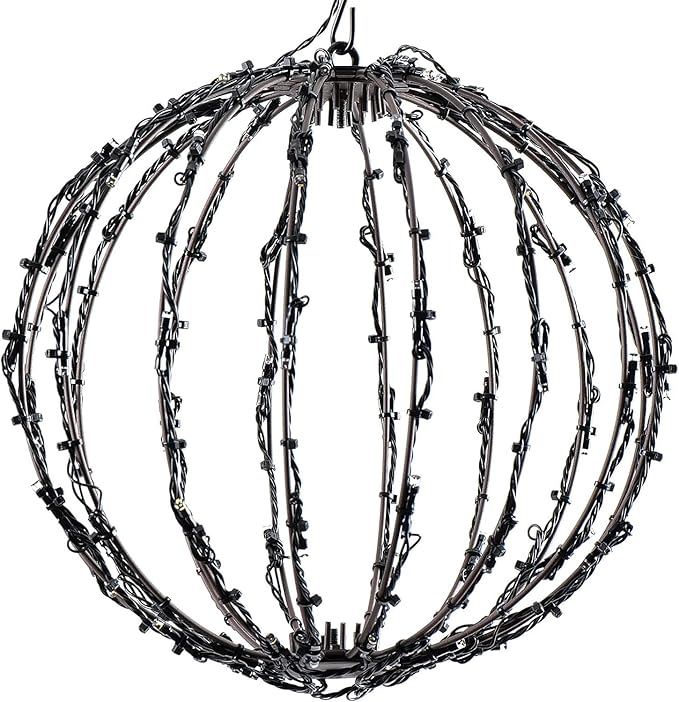 LED Light Balls Metal Hanging Tree Sphere Globe Light for Patio Holiday Festival Garden Decor (12 Inch 1 Pack)