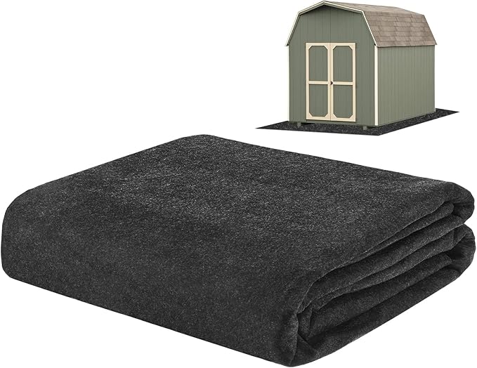 3 mm Thickened Outdoor Storage Shed Mat, 4.9x9.2 ft Waterproof Shed Flooring Mat for Patio Furniture Floor Protecting from Wear/Liquid/Dust/Oil, Non-Slip Felt Rubber Rug Pad [Grey]