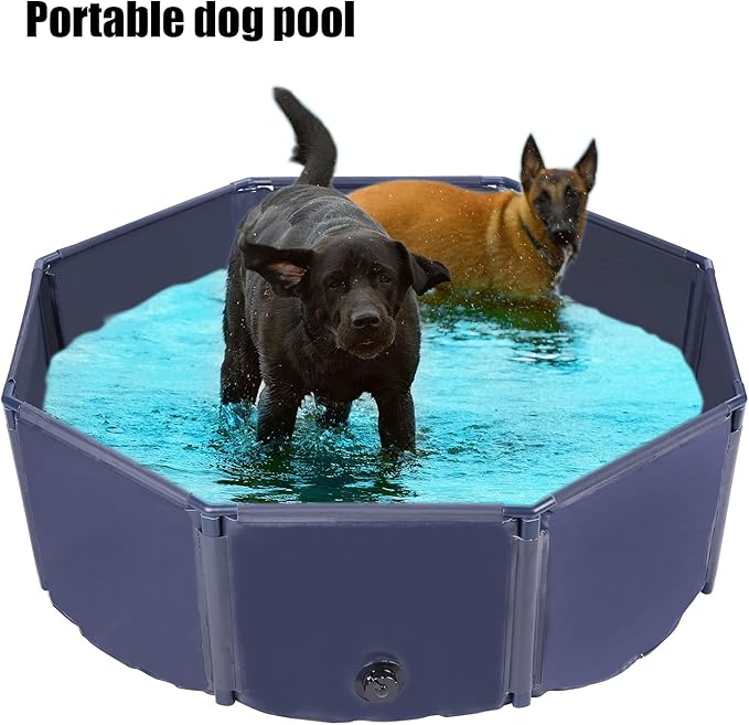 Foldable Dog Pool Portable Swimming Pool PVC Tub for Dogs Cats Kids Indoor Outdoor Bathing (M30/100cm)