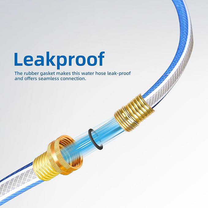 Short Leader Blue Garden Hose 3/4 in. x 15 ft.-Kink Free, Leakproof, Flexible -Heavy Duty Durable Lightweight Water Pipe for Commercial Use, Lawn Care & Equipment Connection - Male to Female Fittings