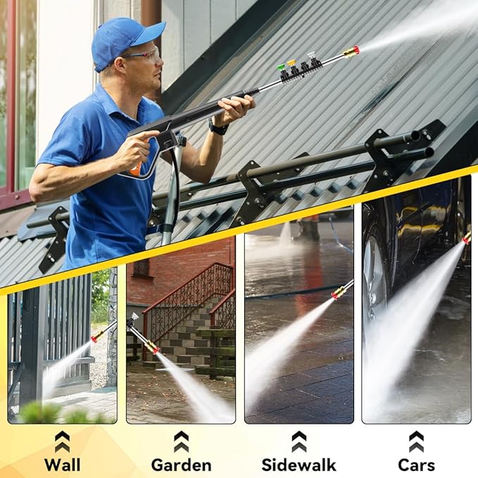 Electric Pressure Washer, Power Washer with Foam Cannon, High Pressure Cleaning Machine with 4 Quick Connect Nozzles for Cars/Fences/Driveways/Patios/Home Cleaning