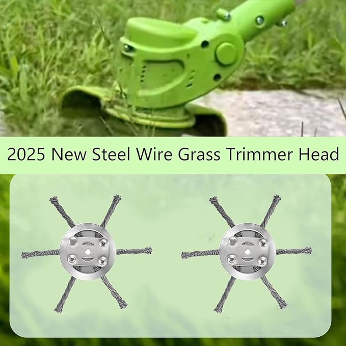 3 Pcs Steel Wire Grass Trimmer Head, String Trimmer Replacement Head, 6 Inches Universal Steel Wire Weed Trimmer Head for Electric Battery Powered Cordless String Trimmer (3, Silver)