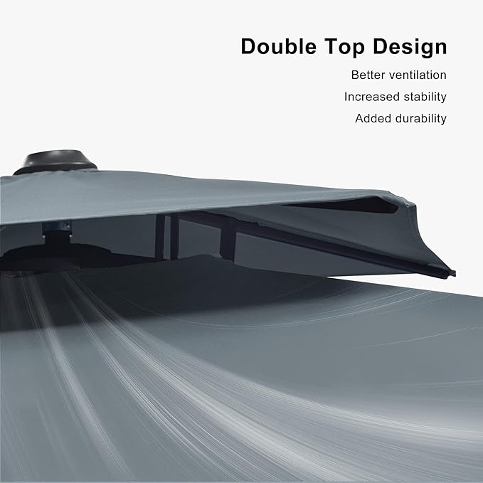 PURPLE LEAF 12 FT Cantilever Patio Umbrella Outdoor Umbrella with 330lbs Base Large Square Windproof Offset Umbrella for Pool Deck Garden, Mist Grey