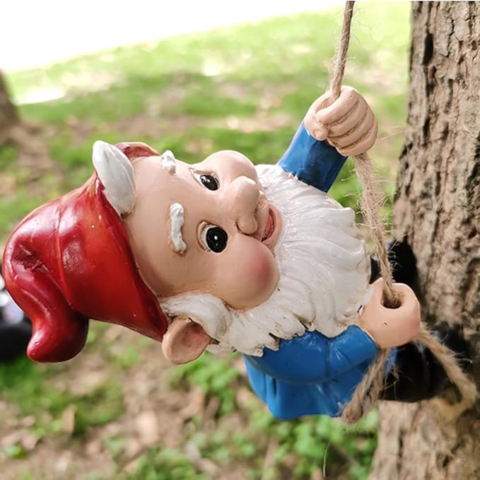 Climbing Gnomes Tree Decor - Cute Gnome Garden Statue Art Resin Dwarf Sculpture for Yard Outdoor Decoration Ornaments