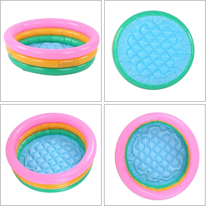 Kiddie Pool, Round Shape Bright Color Baby Basin Pool, Inflatable Swimming Pool for Indoor (L)