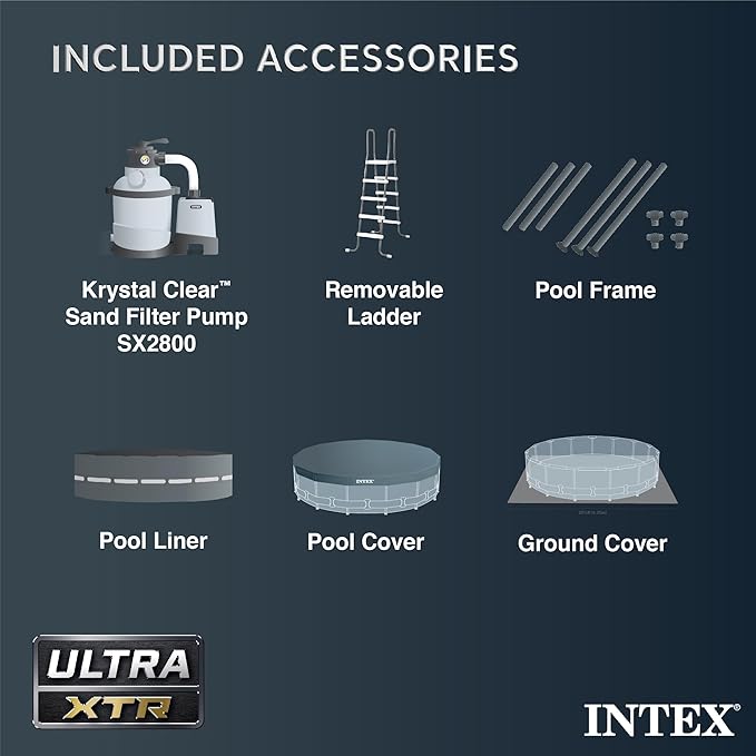 INTEX Above Ground Swimming Pool Set, Ultra XTR 26ft x 52in with Sand Filter Pump - Round Frame - Heavy-Duty Outdoor Pool for Home, Backyard, and Patio
