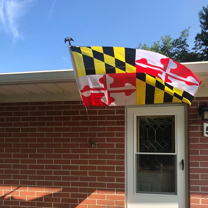 Big Maryland State Flag 3x5 Outdoor Double Sided- 3Ply 240D 4 Rows Stitched- MD State Flag- UV Fade Resistant With Canvas Header & 2 Brass Grommets
