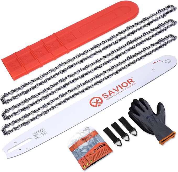 Savior 20 Inch Chainsaw Bar with Chain Combo for L81 .325" 81 Drive Links .063" Gauge Fits Stihl MS291 MS271 MS290 MS261 and More, Replacement Bar 203VXLGD025 (Chain*3+Bar*1)