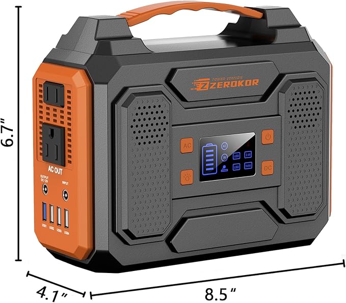 300W Portable Solar Power Station Generator with Foldable 60W Solar Panel Charger, 120W 110V Portable Power Bank with AC Outlet for Camping RV Van Home Outdoor Adventure Backup with USB C