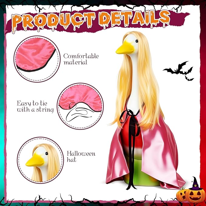 Vinsot Halloween Outdoor Porch Geese Outfit, 23" Patio Yard Porch Desk Goose Coat, Lawn Goose Accessories(Pink,Velvet)