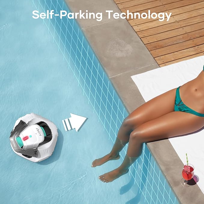 AIPER Cordless Robotic Pool Cleaner, Pool Vacuum Lasts 90 Mins, LED Indicator, Self-Parking, Ideal for Above-Ground Flat Pool up to 860 sq.ft
