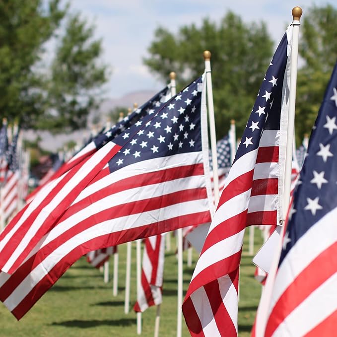 5x8 FT American Flags for Outdoor, Super Tough Spun Polyester & Long Lasting Nylon USA Flag Embroidered Stars, Sewn Stripes, Brass Grommets UV Protection Outdoor High Wind & All Weather USA Flag