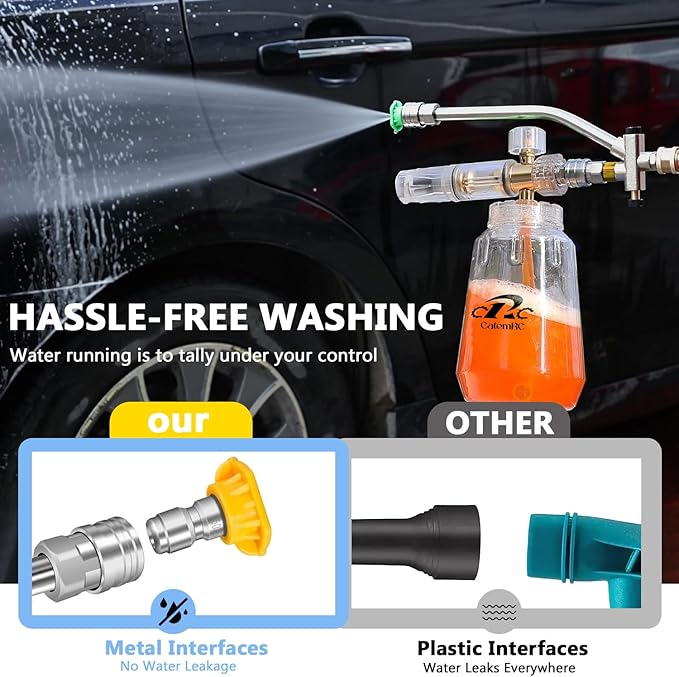 Pressure Washer Foam Cannon Accessory, Dual-Connector for Foam Sprayer with 7 Pressure Washer Tips, Car Wash Sprayer with 1/4" Quick Connect, Foam Cannon Dual Connector Accessory