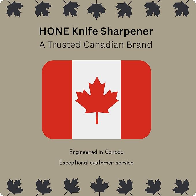 𝗛𝗢𝗡𝗘 Knife Sharpener: Engineered in Canada, Knife Blade Repair and Restoration Tool with Ball Bearings and Detachable Dual-Sided Diamond Sharpening Plates.