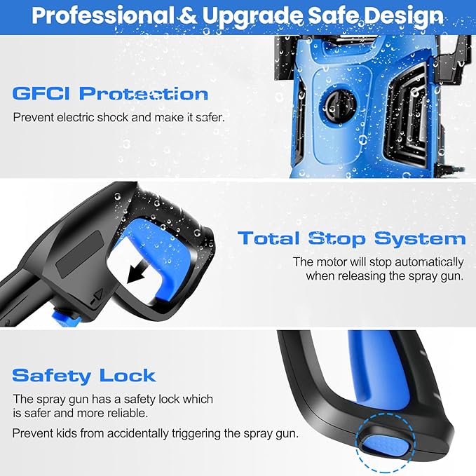 Electric Pressure Washer 4800 PSI 4.0 GPM Power Washers Electric Powered with 33ft Pressure Hose, 4 Nozzle and Foam Cannon, Powerwashers for Home, Cars, Patio, Navy Blue