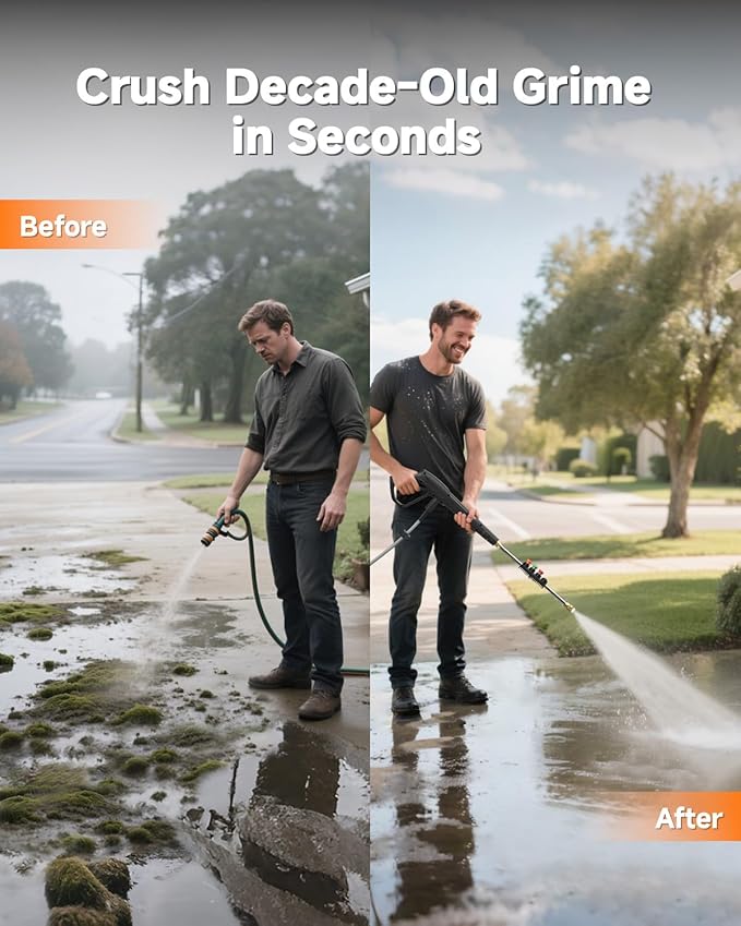 Giraffe Tools Wall Mounted Pressure Washer Essential with Upgraded 1800W Motor, Max 2900 PSI, 2.2 GPM Electric Power Washer with 100ft Retractable Pressure Hose, Automatic Rewind, Any Length Lock