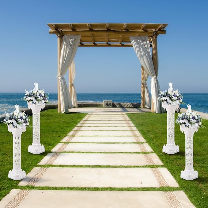 Roman Columns Wedding Column Stand Roman Pillar Plant Stand Plastic Greek Column Statue Pedestal Flower Pot Holder Decor, Elegant Decorative Column for Wedding Event Party, White