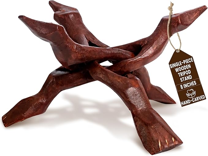 Alternative Imagination Wooden Tripod Stand - 8 Inch Display Stand For Home Decor, Abalone Shell, Crystal Ball and More