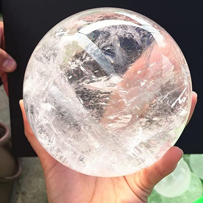 Natural Clear Quartz Crystal Ball,White Crystal Sphere Healing Crystal Ball with Stand Home Decor Prosperous Love Invite Wealth + Pedestal (900g)…