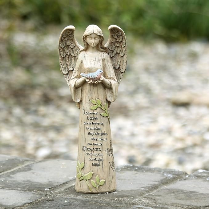 Angel Figurine Garden Angel Statues with Bird Statuary Decoration for Home, Yard & Patio