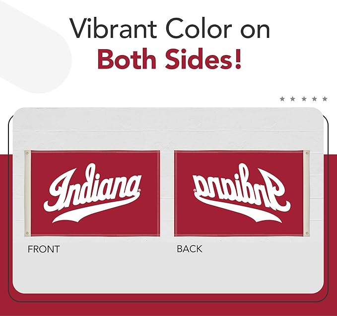 Indiana Hoosiers College Sports Printed Flag - NCAA Licensed - Nylon - School Banner (White, Red) (2' x 3')